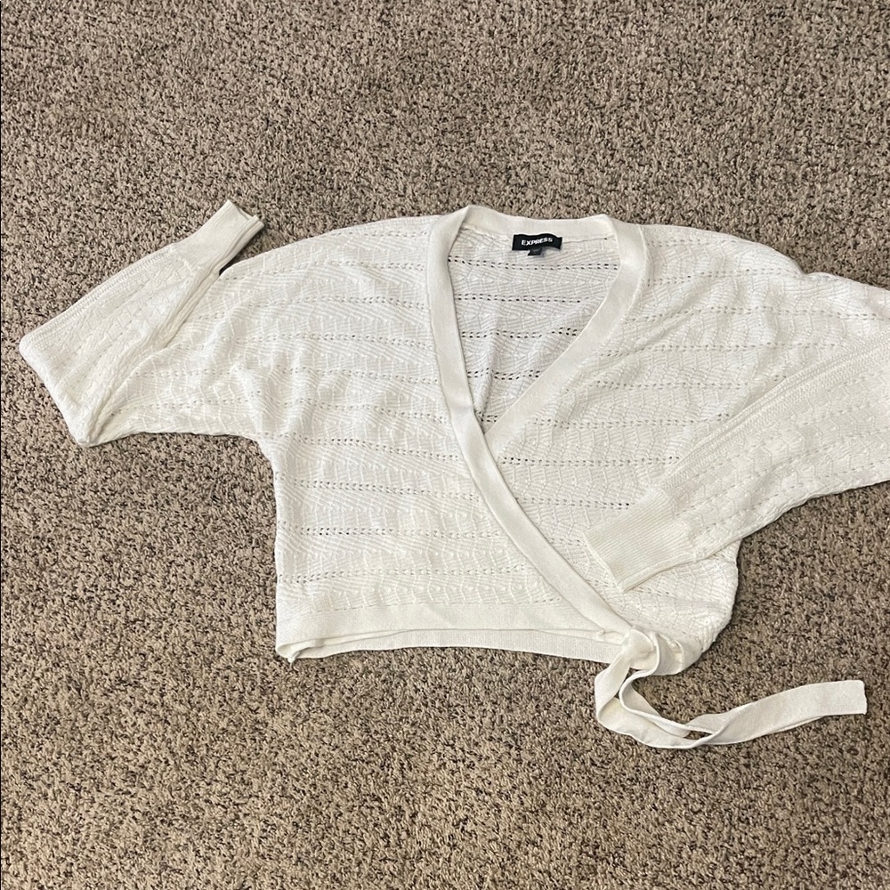 Express Ivory Knit Sweater wrap sweater with tie.  Never worn